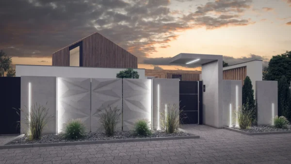 Mur ogrodzeniowy z betonu architektonicznego Diamond line 3D